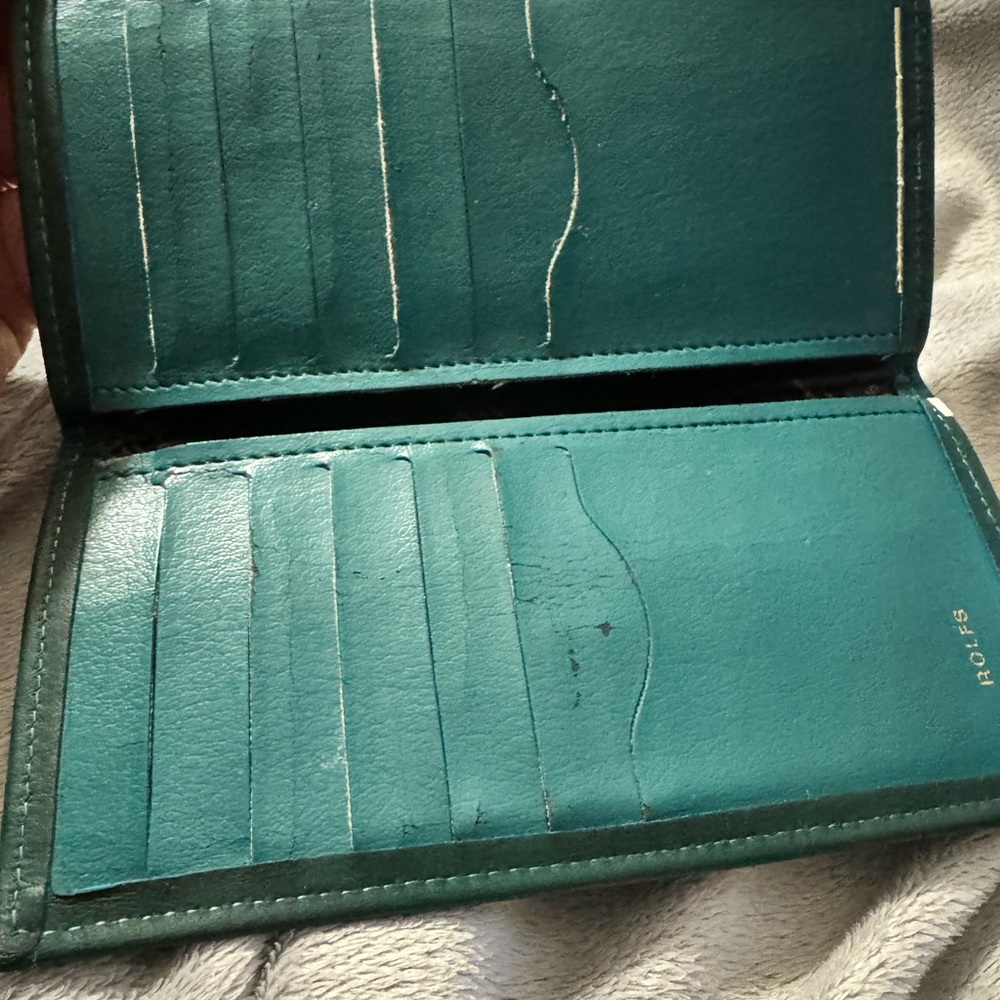 Vintage Rolfs Cowhide Wallet Dark Green Snap Close 12 Card Slots 2 bill Slots - Picture 8 of 11